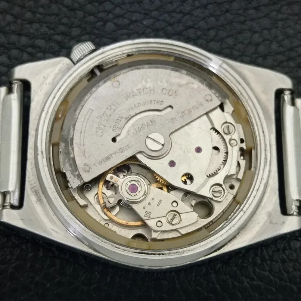 Vintage 1978 Citizen Automatic Mens Silver Watch W/daydate & Black accents